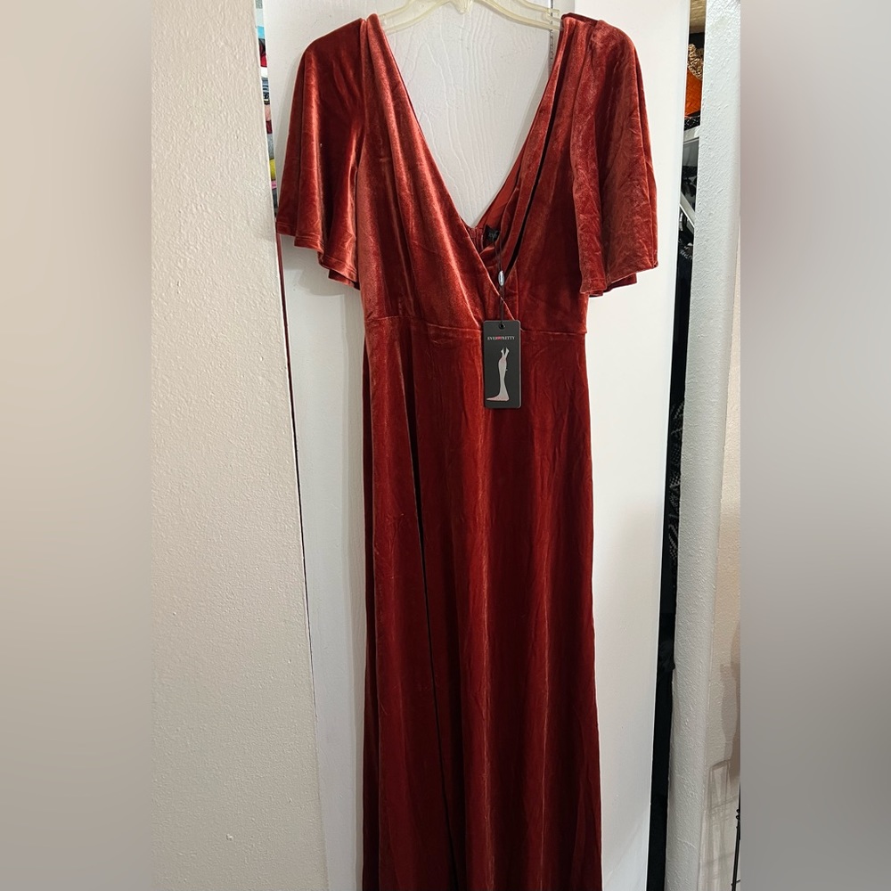 Burnt orange velvet bridesmaid dress/wedding guest
